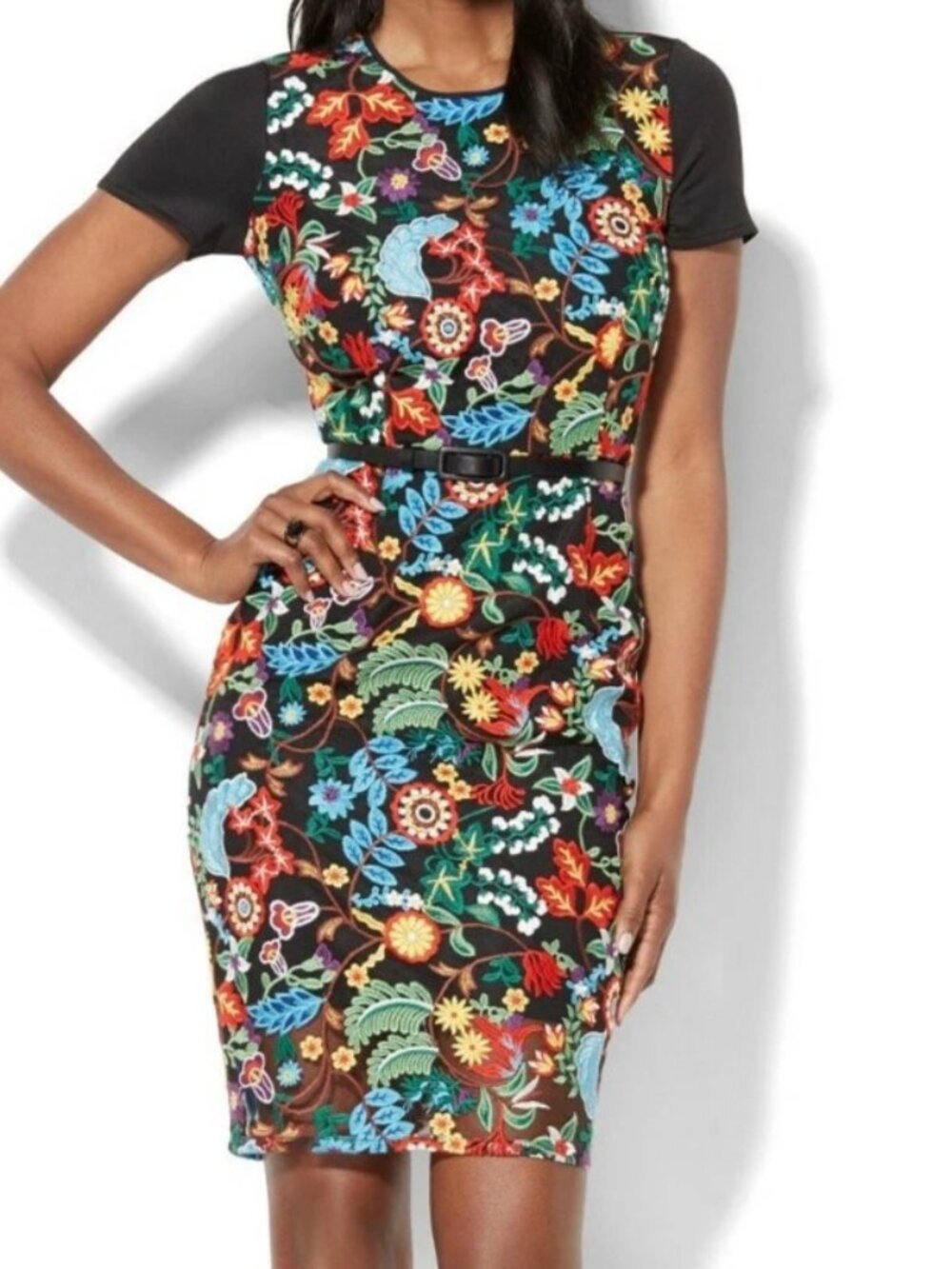 New York & Company Embroidered Sheath Dress Size 4